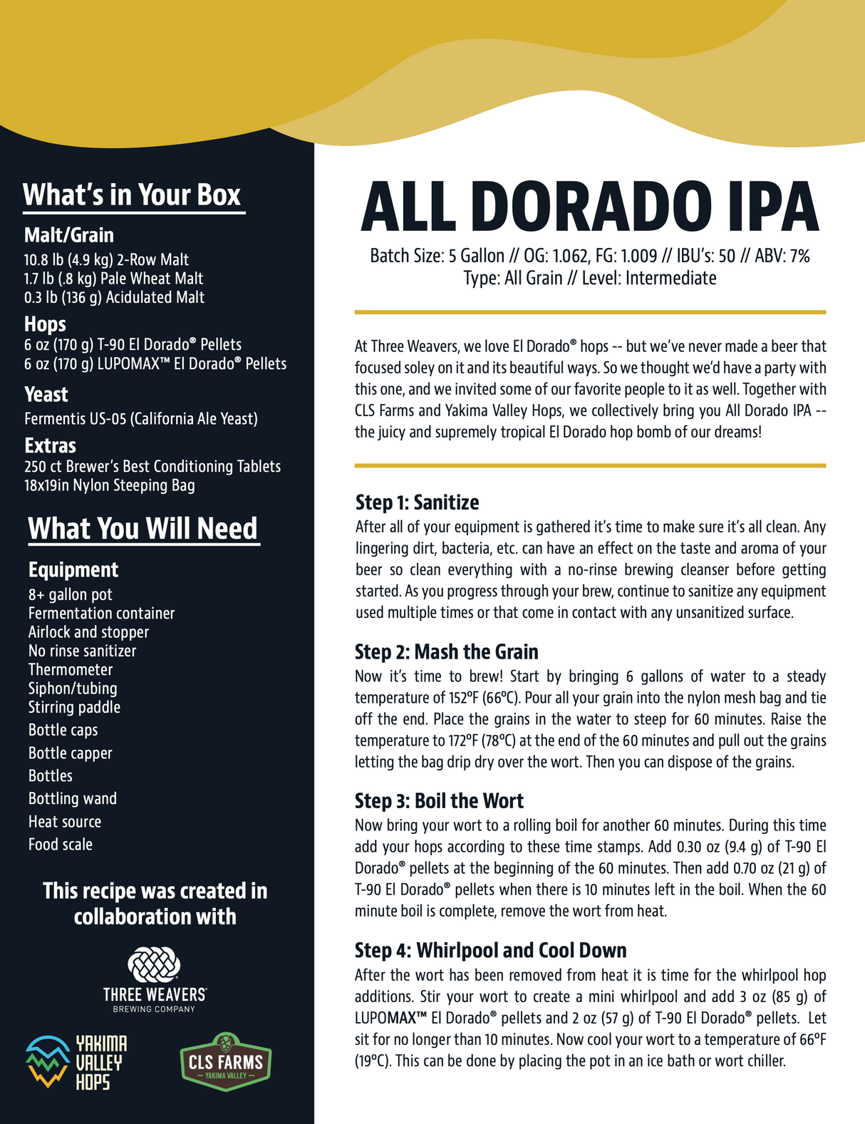 All Dorado IPA Homebrewing Recipe front side